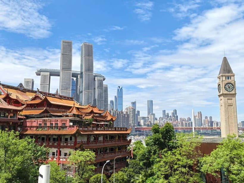 Chongqing: Trendy Spots, Cableway & Ferry Private Tour - Raffles City Chongqing and the sail-tower corridor in the sky