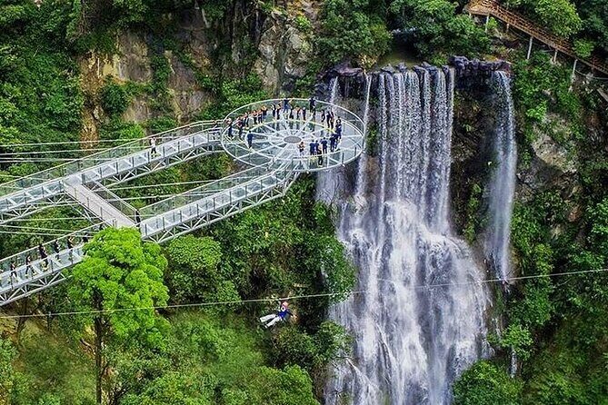 Gulong Gorge Skywalk Glass Bridge and Waterfall View Private Tour - Sunac Land or hot springs or Huangteg Gorge: pick your add-on