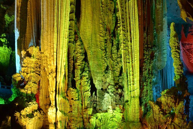 Li River Cruise Reed Flute Cave Elephant Hill Daxu Town Day Tour - Reed Flute Cave (Ludi Yan): the colored-stone show, done in a smart amount of time