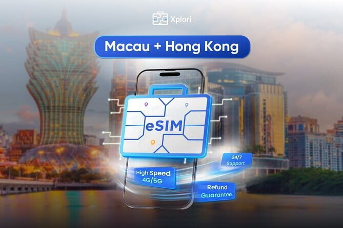 Macau and HongKong eSIM (3 to 30 Days. Up To 60GB of data) - Key highlights at a glance
