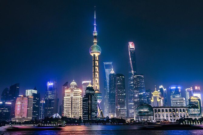 Shanghai Authentic Dinner and Night River Cruise with Rooftop Bar Hopping Option - The Bund at night, from the Huangpu River