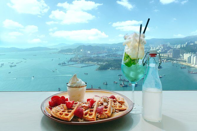 sky100 Ticket includes Waffle + Signature Mocktail at Café 100 - Entering the Observation Deck: 393 Meters of Indoor City Views